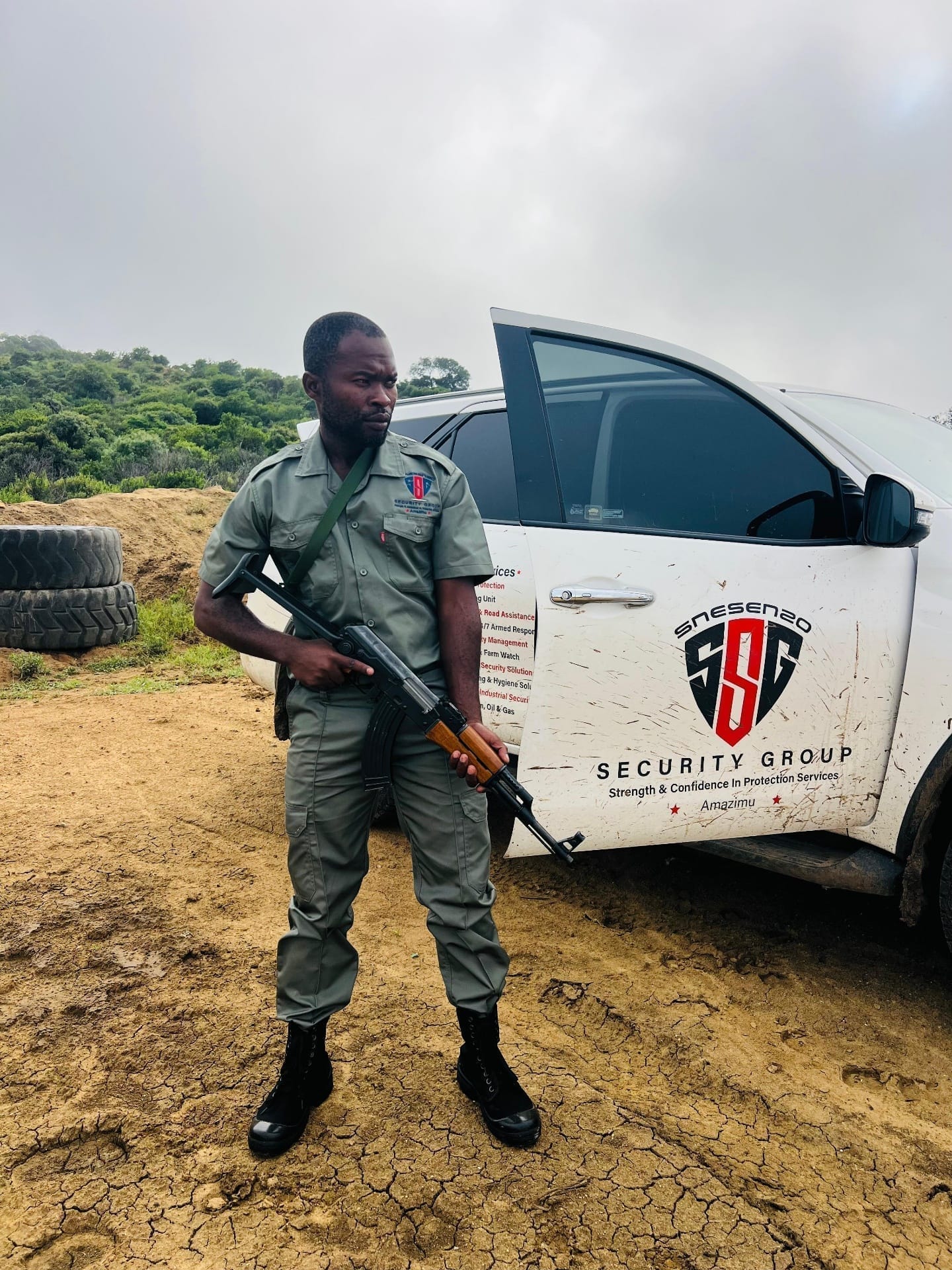 Snesenzo officer deployed with a branded security vehicle
